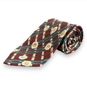 ESCADA Silk Tie Daisy & Stripes Print -RARE100% silk